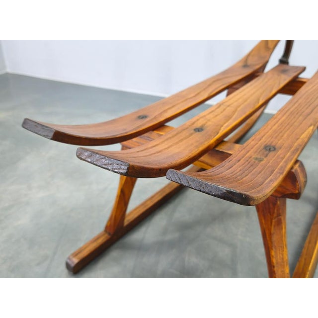 Czech Art Deco Oak Sled, 1930s For Sale - Image 11 of 15