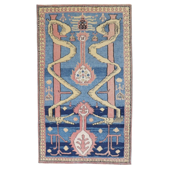 Textile Vintage Turkish Snake Pattern Rug - 3'5" x 5'7" For Sale - Image 7 of 18