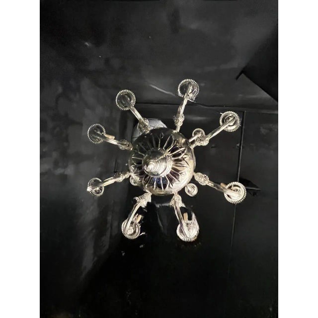 Silver 1900 Caldwell Large Silver Plated Engraved Chandelier 12 Lights For Sale - Image 8 of 10