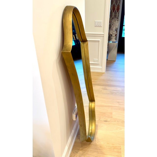 Art Deco 1970s LaBarge Attributed Sculptural Gilt Wood Shield Wall Mirror For Sale - Image 3 of 8