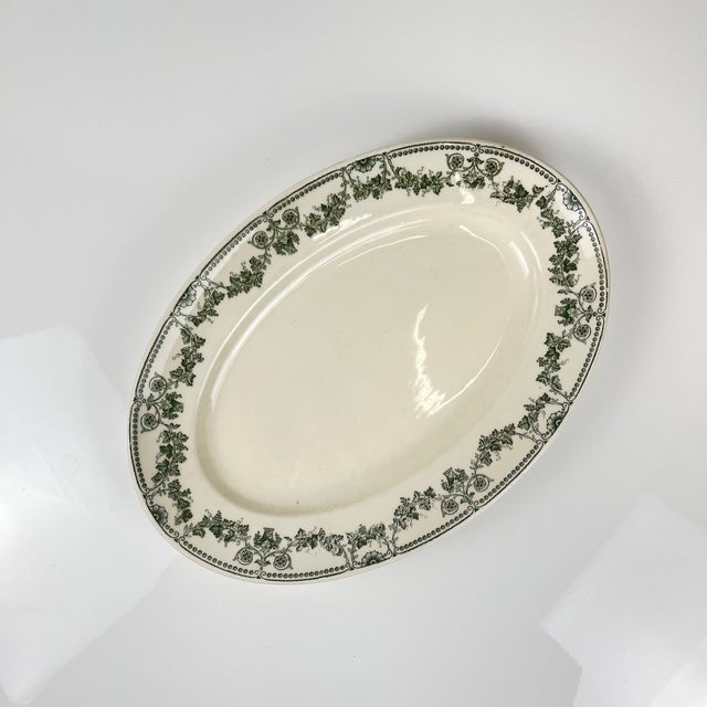 Green Oval Dish Champagne Model in Green from Badonviller, 1920s For Sale - Image 8 of 8