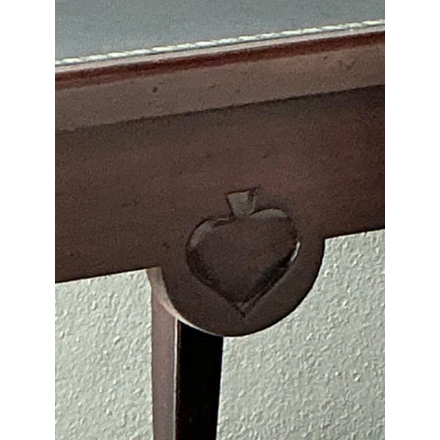 Vintage Queen Anne Leather Top Game Table For Sale - Image 10 of 12