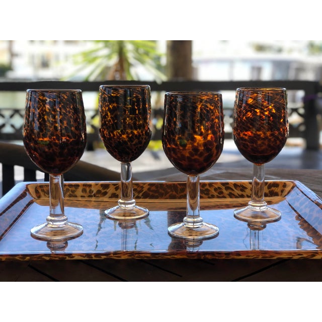 Vintage Faux Tortoise Shell Wine Glasses- Set of 4 For Sale - Image 4 of 10