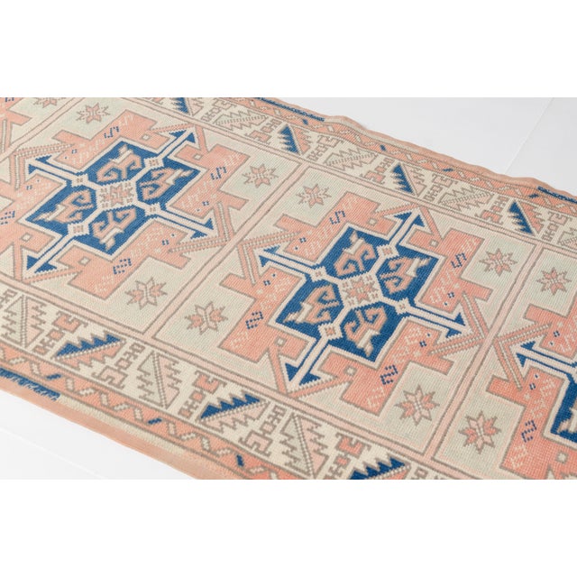 1960s Bold Geometric Medallions in Terracotta & Navy Rug For Sale - Image 9 of 10