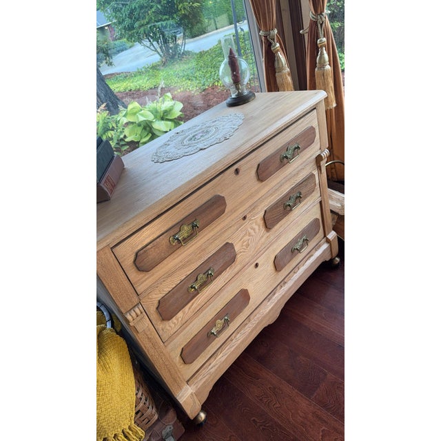 1870-1880 Primitive Eastlake Chest of Drawers Natural Oak For Sale - Image 13 of 16