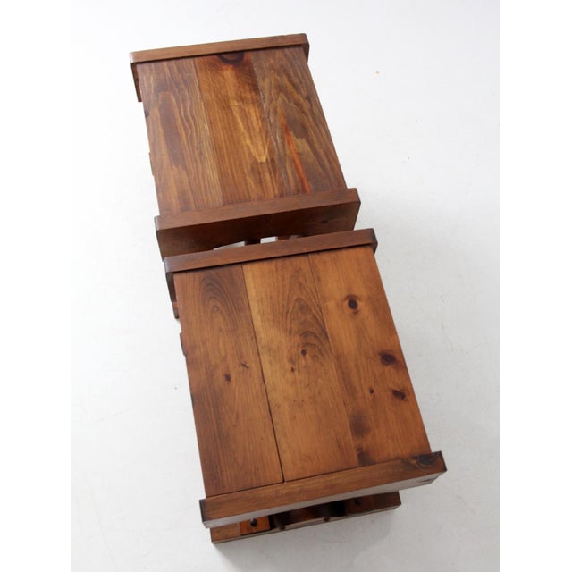 Mid-Century Modern Mid Century Rustic Pine End Tables Pair For Sale - Image 3 of 12
