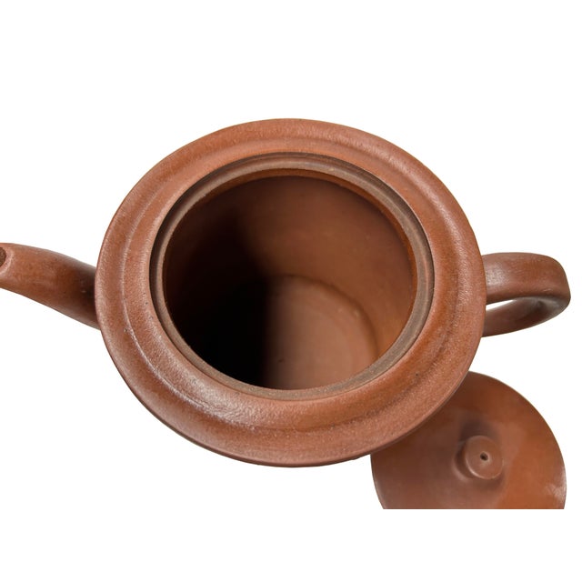 Vintage Brown Simple Cylindrical Plain Zisha Clay Teapot Art Display For Sale In San Francisco - Image 6 of 9