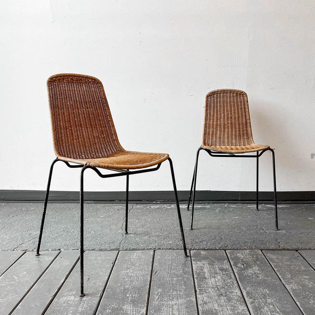 Vintage Metal and Wicker Chair For Sale - Image 3 of 18