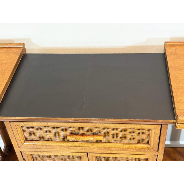Vintage American of Martinsville Palm Beach Chic Bamboo Bar Cabinet on Casters For Sale - Image 17 of 18