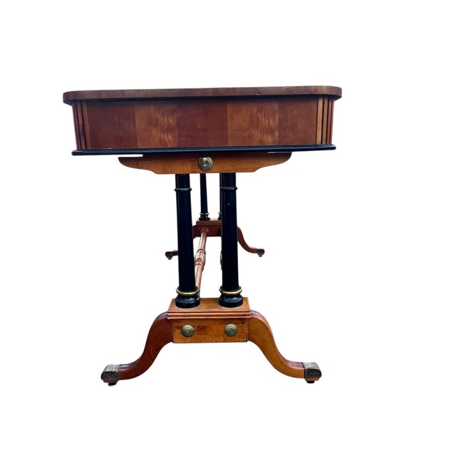 Late 20th Century Regency Style Inlaid Writing Desk For Sale - Image 14 of 17