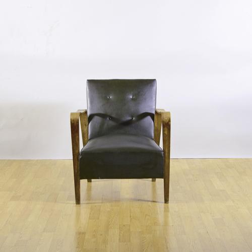 Vintage Chair in Dark Green Leather and Wood by Anonima Castelli, 1940s For Sale - Image 9 of 9