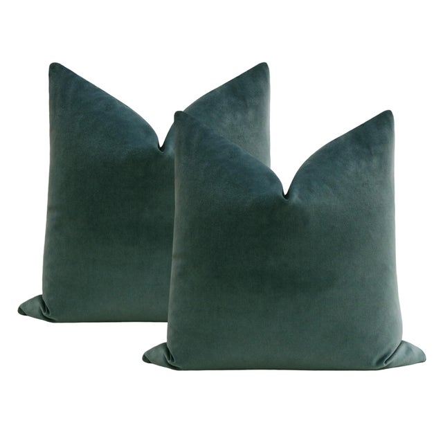 Not Yet Made - Made To Order 22" Aegean Contemporary Velvet Pillows - a Pair For Sale - Image 5 of 5