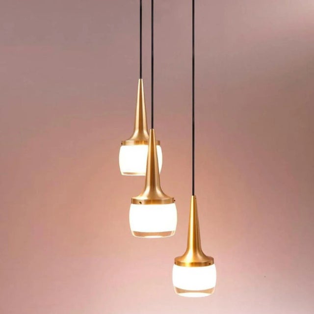 Brass Glass Cascade Fixtures attributed to Staff, 1960s, Set of 2 For Sale - Image 13 of 15