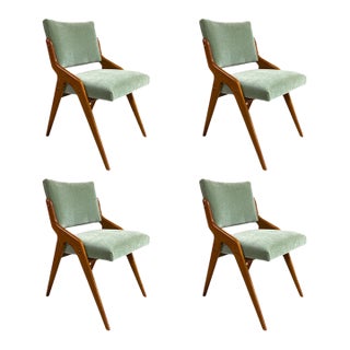 Beresford & Hicks, Dining Chairs, Mohair, Mahogany, United Kingdom, 1950s For Sale