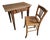 Antique French Worktable and Bistro Chair, 1900s and 1950, Set of 2 For Sale