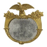 Federal Style Gold Gilt Eagle Carved Looking Glass Mirror For Sale