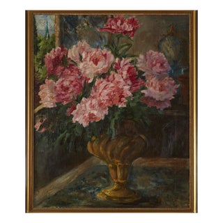 Airoldi, Still Life of Peonies, 1924, Oil on Canvas For Sale