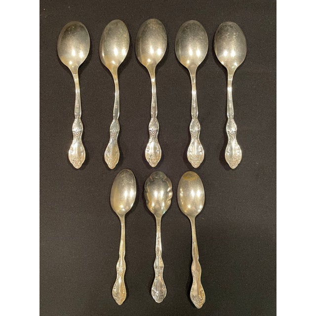 Mid-Century Silverplate Flatware in Beverly Manor Pattern by Wm Rogers for International Silver - Set of 28 For Sale - Image 9 of 12