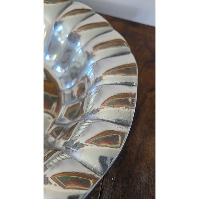Metal Vintage Mexican Polished Aluminum Scallop Shell Bowl, Attributed to Old Town Imports For Sale - Image 7 of 14