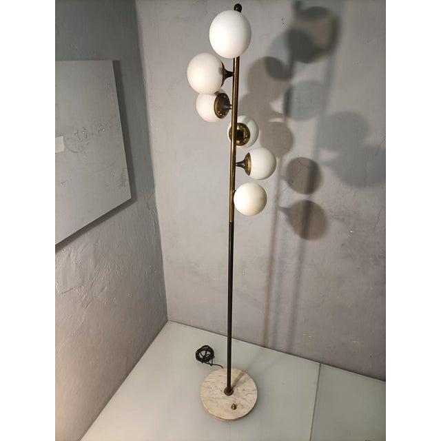 Iron, Brass & Marble Floor Lamp by Alberello Galassia for Stilnovo, 1950s For Sale - Image 9 of 15