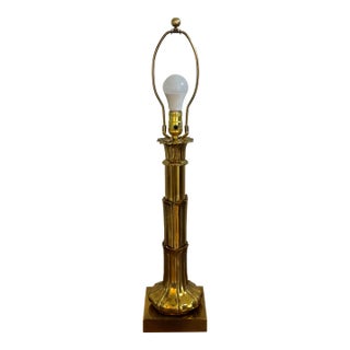 Vintage Tyndale Sculptural Lotus Brass Table Lamp, Rewired For Sale