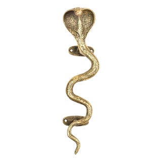 Vintage-Style Engraved Brass Cobra Door Pull For Sale