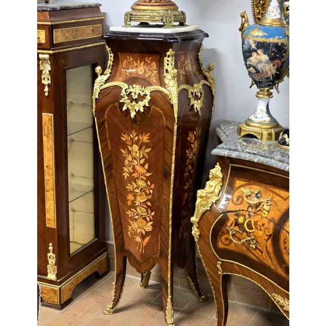 2010s French Louis XV Bombe Chest With Marble Top, Three Drawers & Gilded Bronze Ormolu Mounts For Sale - Image 5 of 5