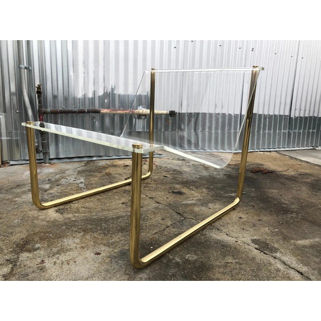 Brass 1960s Lucite and Brass "Sling" Lounge Chairs by Charles Hollis Jones - a Pair For Sale - Image 8 of 13