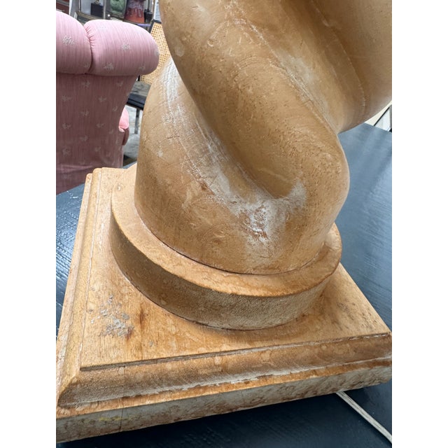 Vintage Spiral Carved Wood Table Lamp in the Style of Michael Taylor For Sale In West Palm - Image 6 of 10