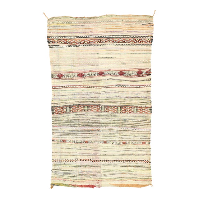 Vintage Boucherouite Moroccan Kilim Rug - 04'05 X 07'07 For Sale