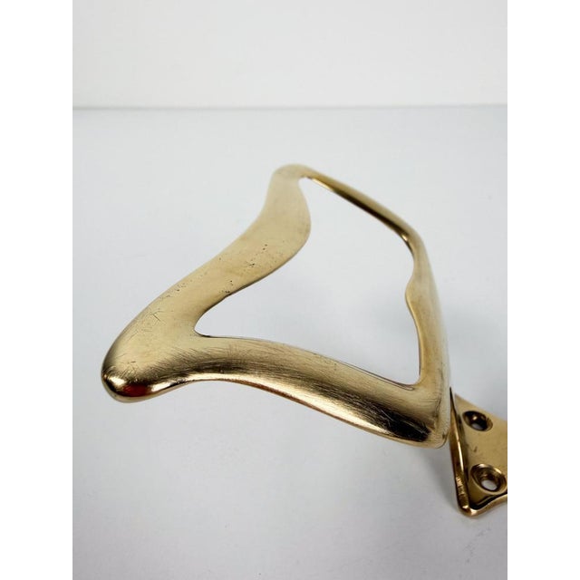 Mid-Century Modern Italian Brass Wall Coat Hooks in the style of Osvaldo Borsani, 1950s, Set of 2 For Sale - Image 3 of 18