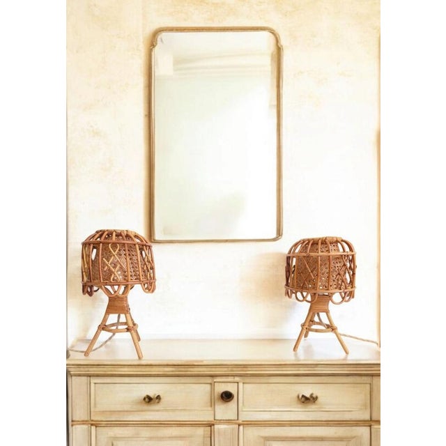 French Riviera Rattan and Cane Table Lamps by Franco Albini, 1960s, Set of 2 For Sale - Image 6 of 14