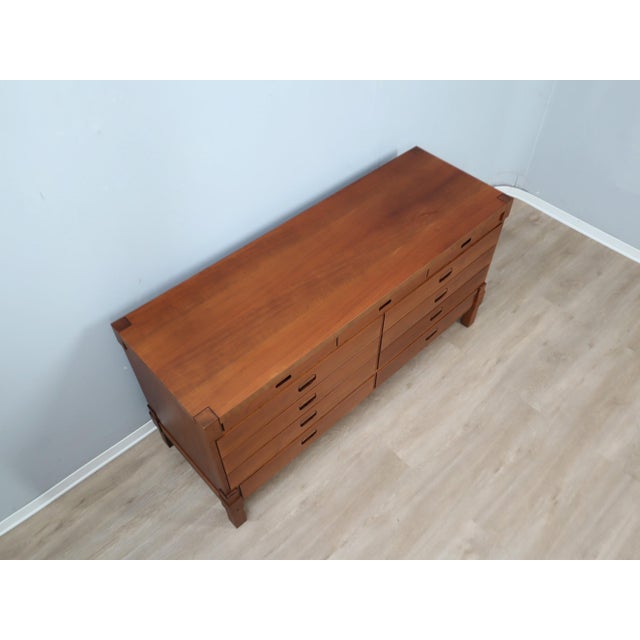 Mid-Century Italian Rationalist Walnut Multi-Drawer Sideboard, 1970s For Sale - Image 10 of 14