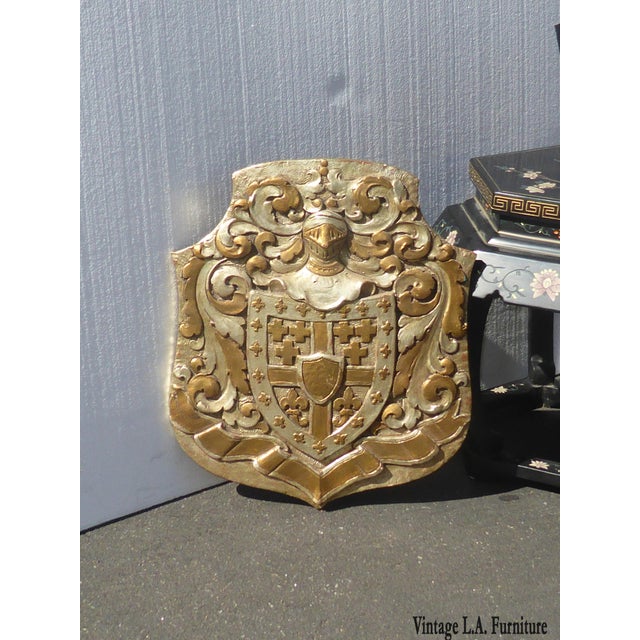 Vintage Medieval Style Gold With Silver Coat of Arms Plaque Chairish