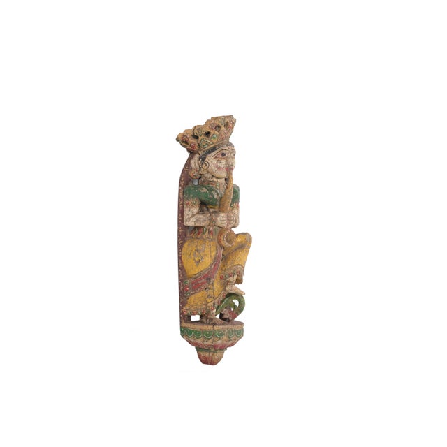 This Vintage Indian Painted Figure of a Female Musician is a beautifully crafted folk-art sculpture, hand-carved from wood...