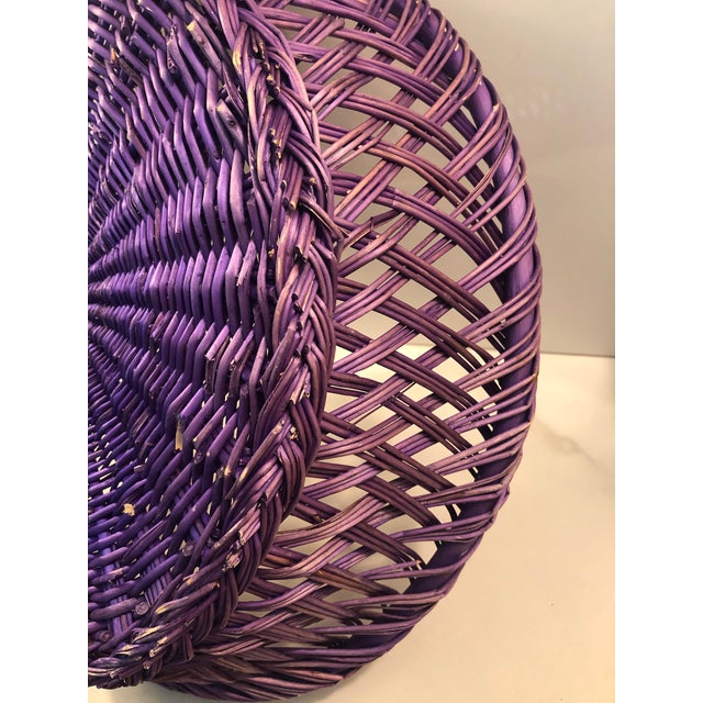 Late 20th Century Vintage 15” Purple Wicker Basket For Sale - Image 5 of 7