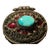 Tibetan Ghau Amulet Box | Turquoise & Raspberry Garnet Filigree For Sale