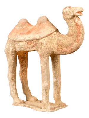 Chinese Han Dynasty 202 BC-200 AD Mingqi Terracotta Camel with Original Paint