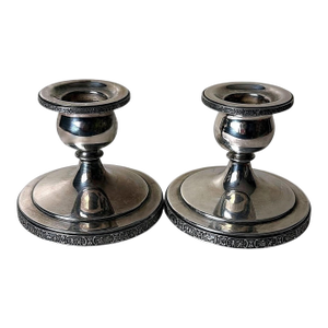 Art Deco Pair American Silver Plate “Dutchardt” Candlesticks by Bernard Rice
