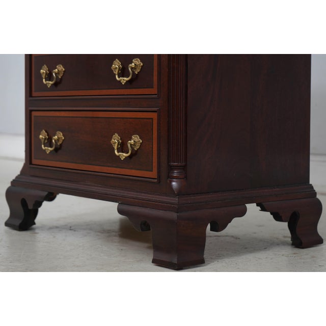 Pair of Stickley Mahogany Inlaid 4 Drawer Nightstands For Sale - Image 10 of 18