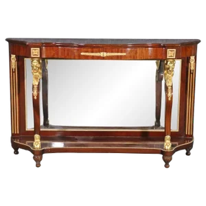 Fine Quality Mirrored Bronze Lion Ormolu Russian Style Console Table