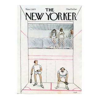 1977 Vintage New Yorker Magazine Cover, November 7, Charles Saxon Cover Art, Racquetball For Sale