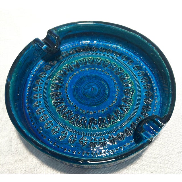 A striking statement piece from the world of Italian mid-century design, this large Rimini Blue ashtray and catchall dish...