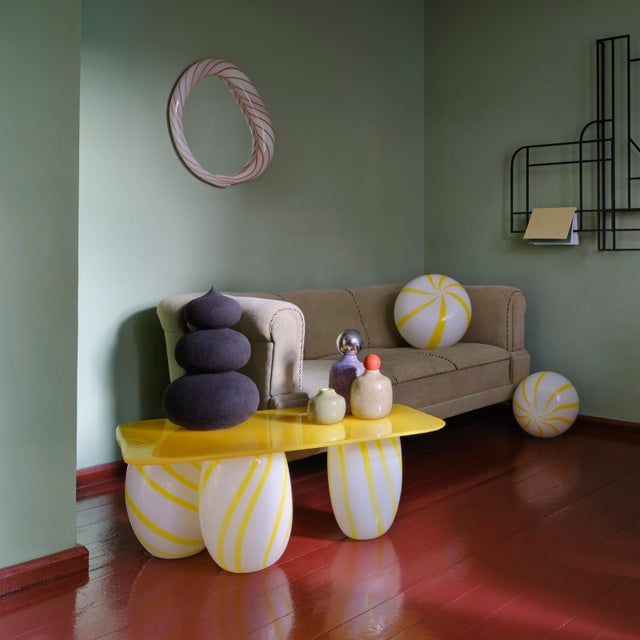 Large Candy Mirror in Striped Glass by Studio Berg For Sale - Image 11 of 14