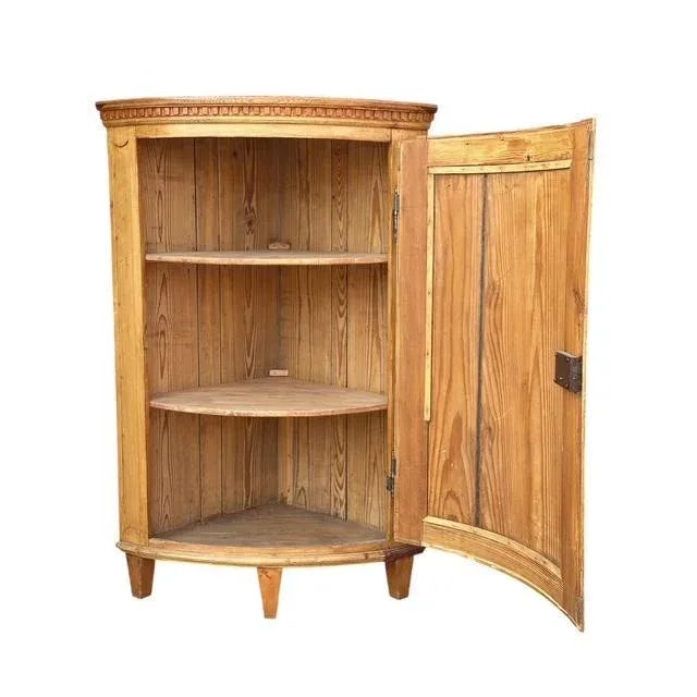 An antique Swedish pine corner cupboard with shelves — late 19th century Scandinavian craftsmanship. Measures 40"W x...