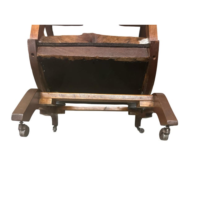 Late 19th Century 'Desperado Eastlake' 19th Century Rocking Chair Reupholstered in Cowhide and Denim 23" X 23" X 40" For Sale - Image 5 of 10