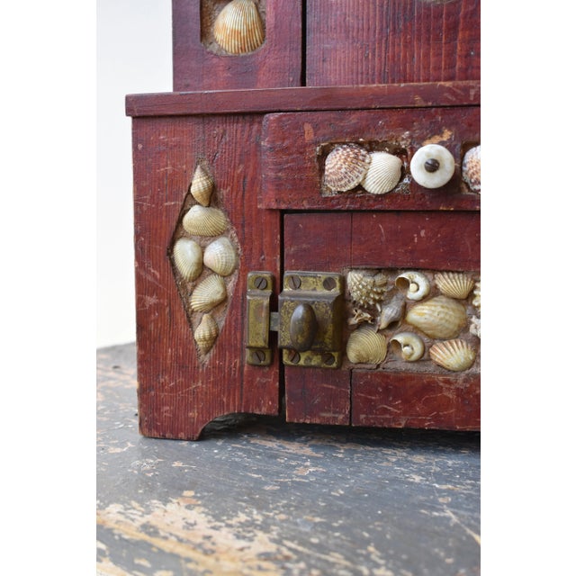 Antique Folk Art Coquillage Tabletop Cabinet, Circa Early 20th Century For Sale - Image 13 of 17