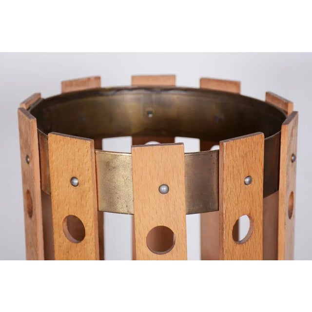 Mid-Century Modern Mid-Century Table Lamp in Beech, Brass attributed to Pokrok Zilina, Slovakia, 1960s For Sale - Image 3 of 8