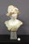 Bust of young woman in alabaster in two colors, base in light gray marble, rotating base, art nouveau, together in very...