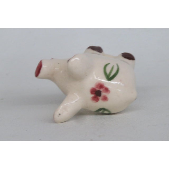 Miniature Ceramic Pig Figurine Hand Painted Mid Century Folk Art Style 4976b For Sale In Miami - Image 6 of 9